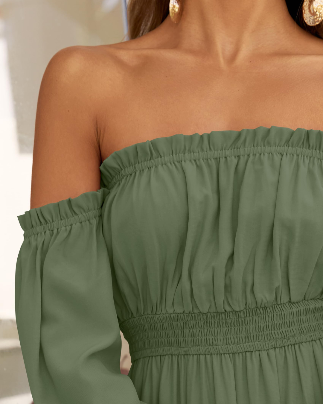 Vestido Maxi de Lino con Capas y Abertura Lateral para Mujer