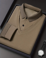 Camisa de Dos Piezas con Cuello Falso a Rayas para Hombres