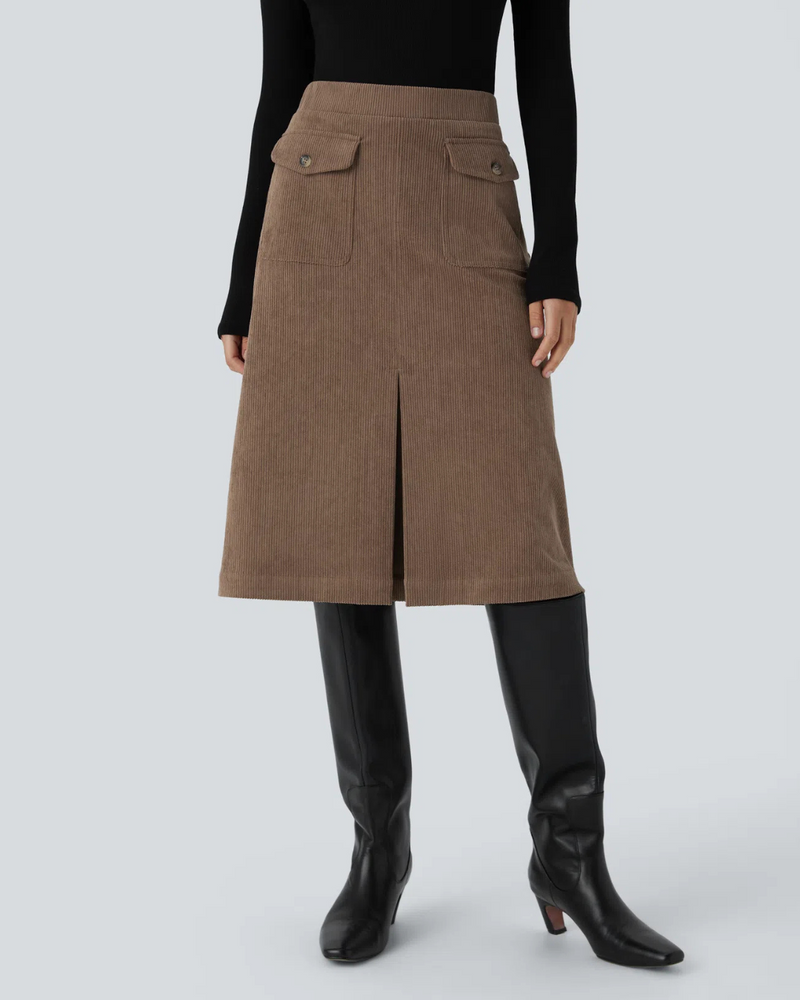 Falda Casual para Mujer con Bolsillos y Abertura Frontal