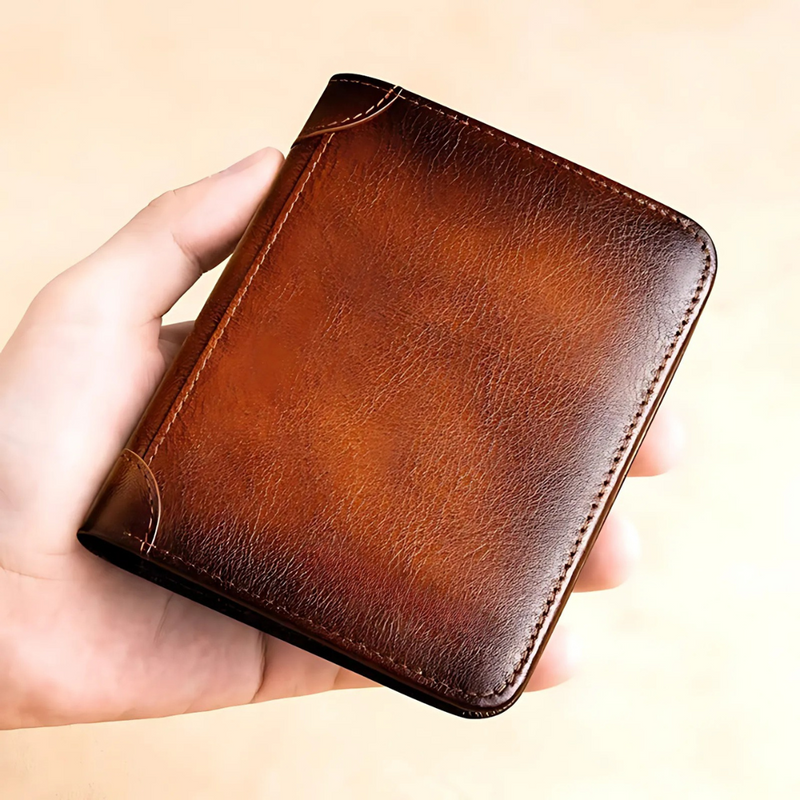 Billetera Impermeable de Cuero Auténtico con Bloqueo RFID Multifuncional