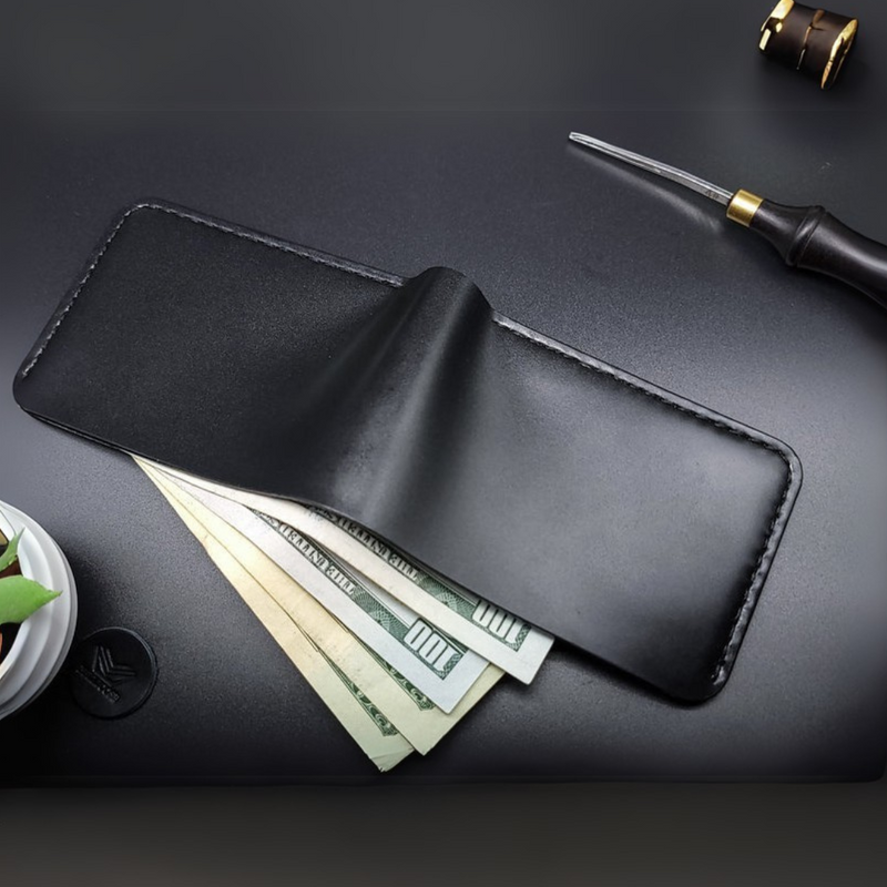 Billetera de Cuero con Diseño Elegante y Costuras Reforzadas