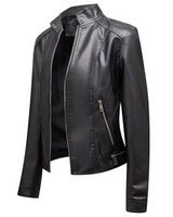 Chaqueta de Cuero con Cremallera para Mujer