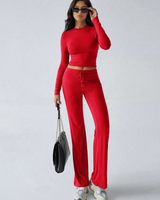 Conjunto de Camisa Ajustada Manga Larga y Pantalón para Mujer