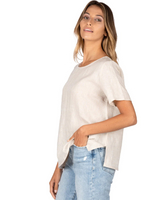 Blusa de Lino con Diseño Holgado y Mangas Cortas