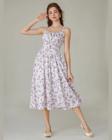 Vestido Floral con Cintura tipo Corset para Mayor Ajuste y Bolsillos Laterales para mujer