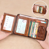 Billetera Impermeable de Cuero Auténtico con Bloqueo RFID Multifuncional