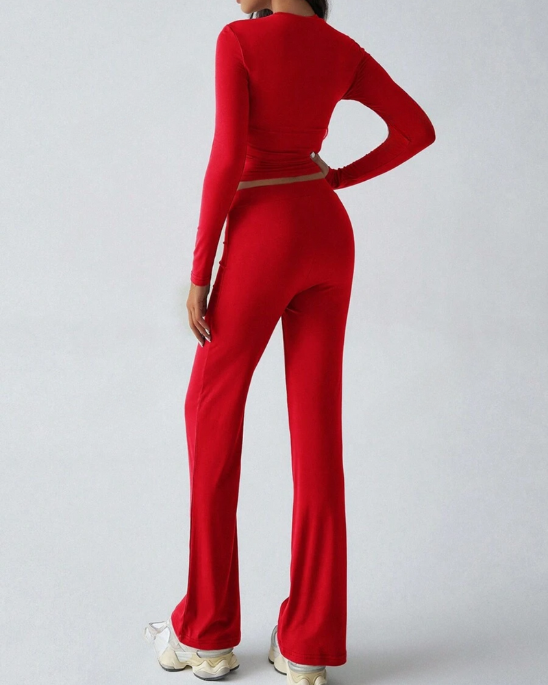 Conjunto de Camisa Ajustada Manga Larga y Pantalón para Mujer