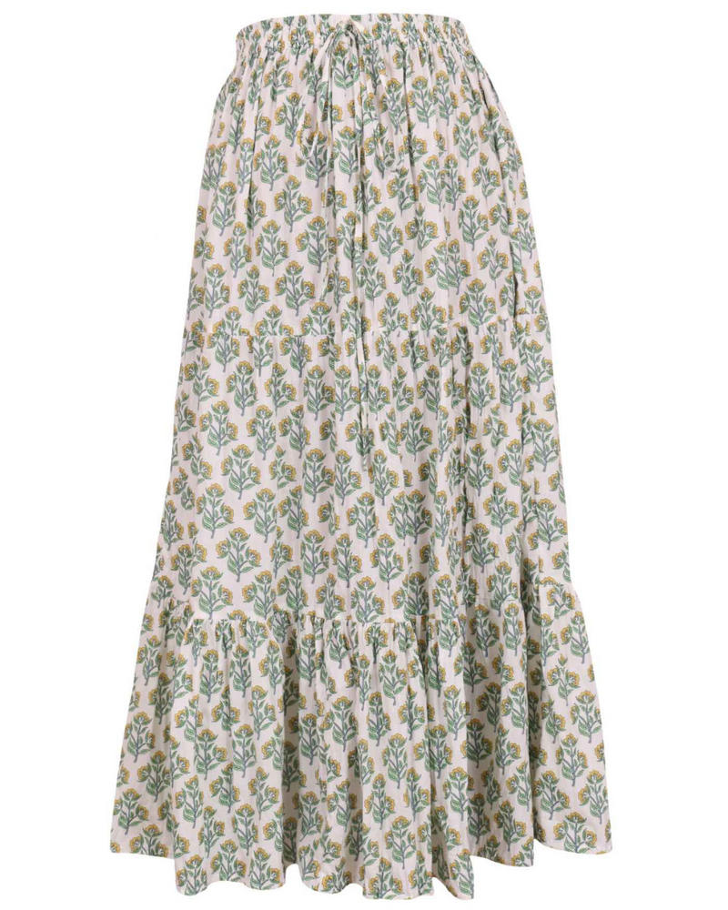 Falda Larga de Algodón Suave con Estampado Floral