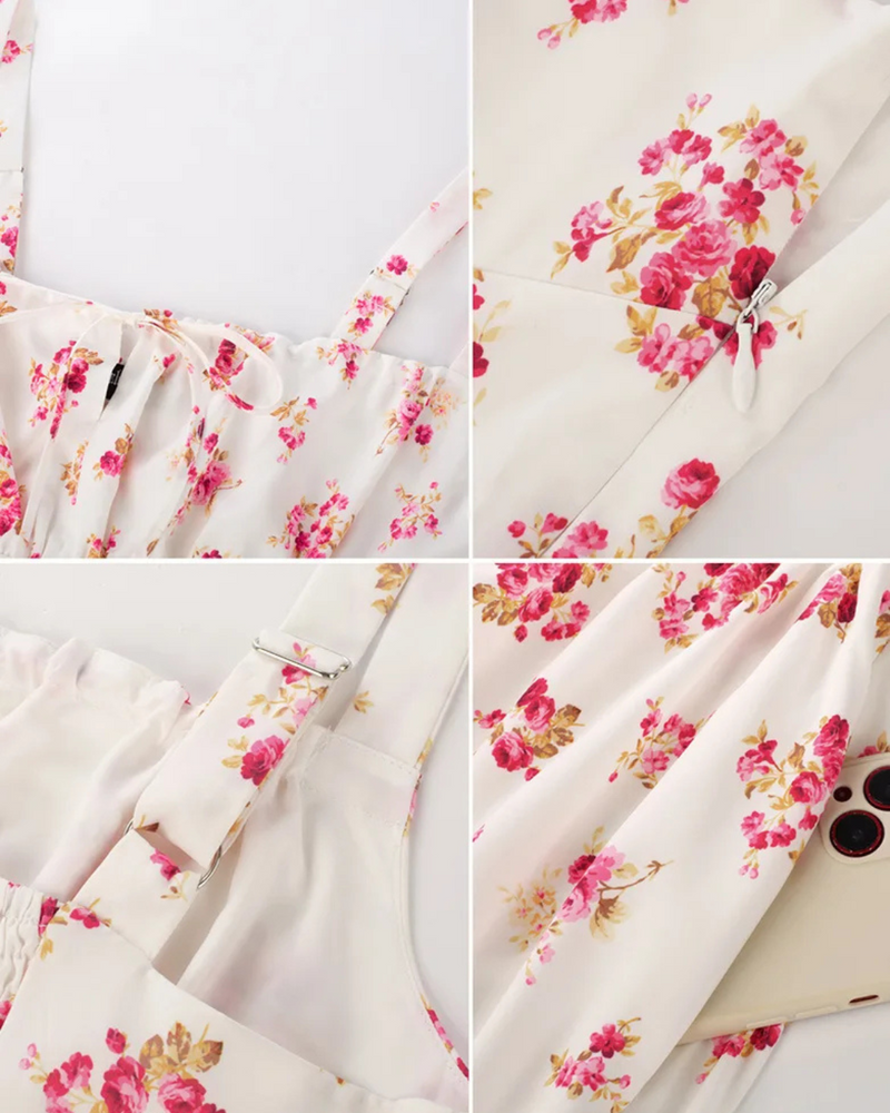 Vestido Floral con Cintura tipo Corset para Mayor Ajuste y Bolsillos Laterales para mujer