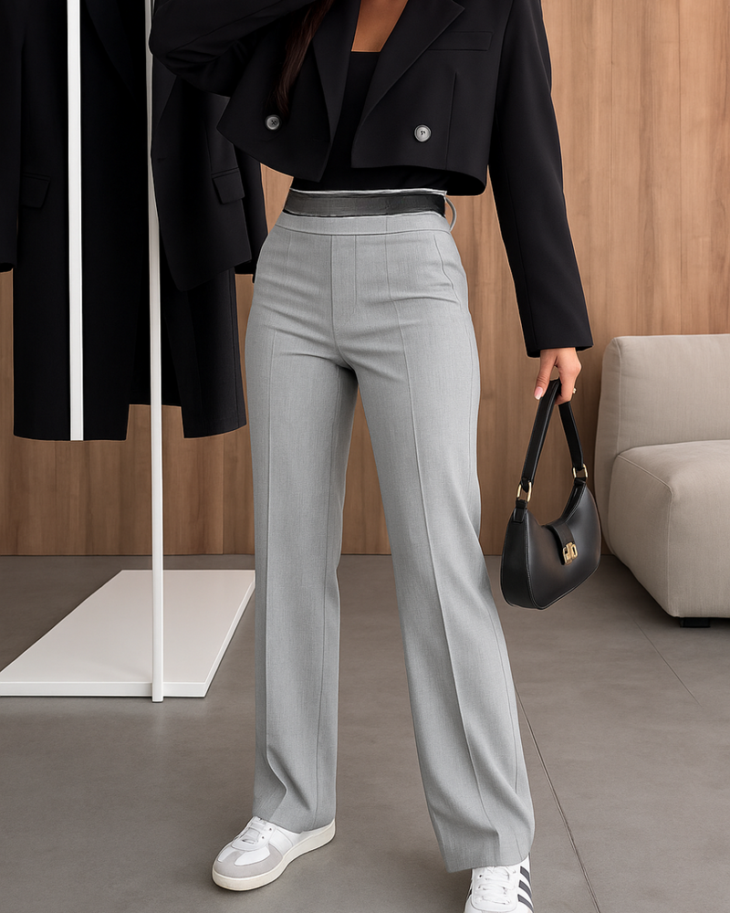 Pantalón de Tiro Alto con Cintura Elástica Decorativa