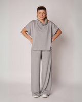 Conjunto Casual Dúo para Mujer en Gris Mezcla Versátil y Confortable