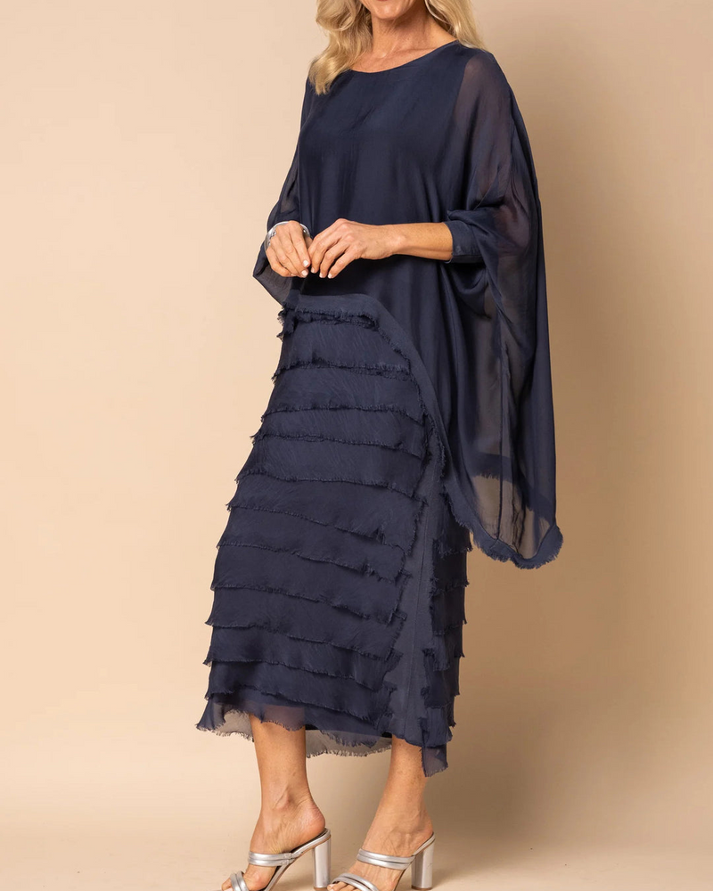Vestido con Mangas Largas y Falda con Volantes