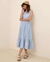 Vestido sin Mangas para Mujer en Lino con Volantes Ligero