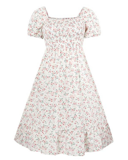 Vestido Estampado con Escote Cuadrado y Corte Imperio