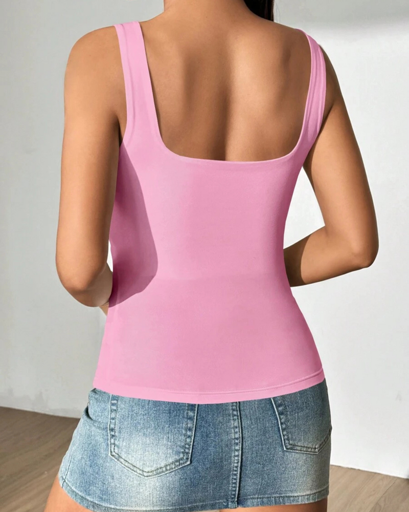Top recto con escote cuadrado y tirantes anchos (OFERTA 2X1)