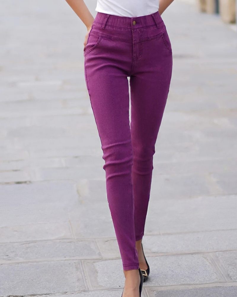 Pantalón Vaquero Ajustado de Mujer con Efecto Moldeador y Estilo Informal
