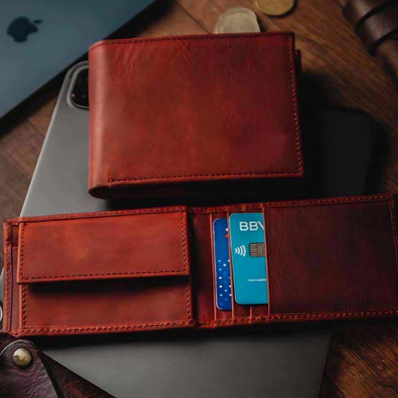 Billetera de Cuero Auténtico para Hombres